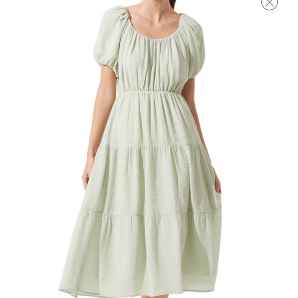 ASTR - Sage Puff Green Midi Dress